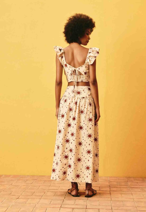 Cropped Estampado Primeiro Raio Vista Traseira