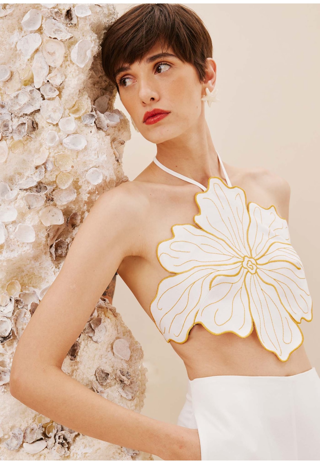 Cropped Flor Bordado