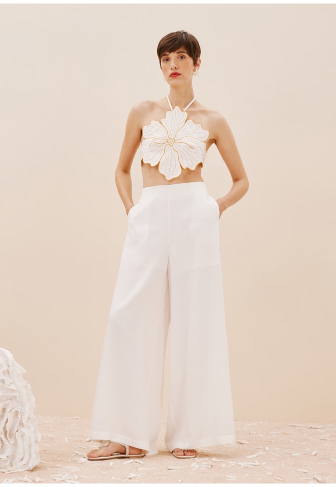 Cropped Flor Bordado