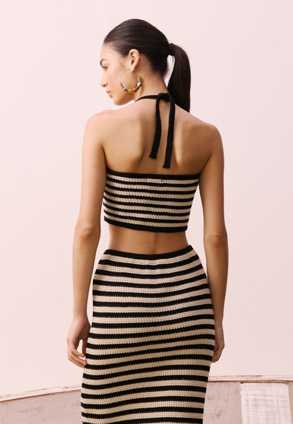 Cropped Frente Única LISTRADO TRICOT Vista Traseira