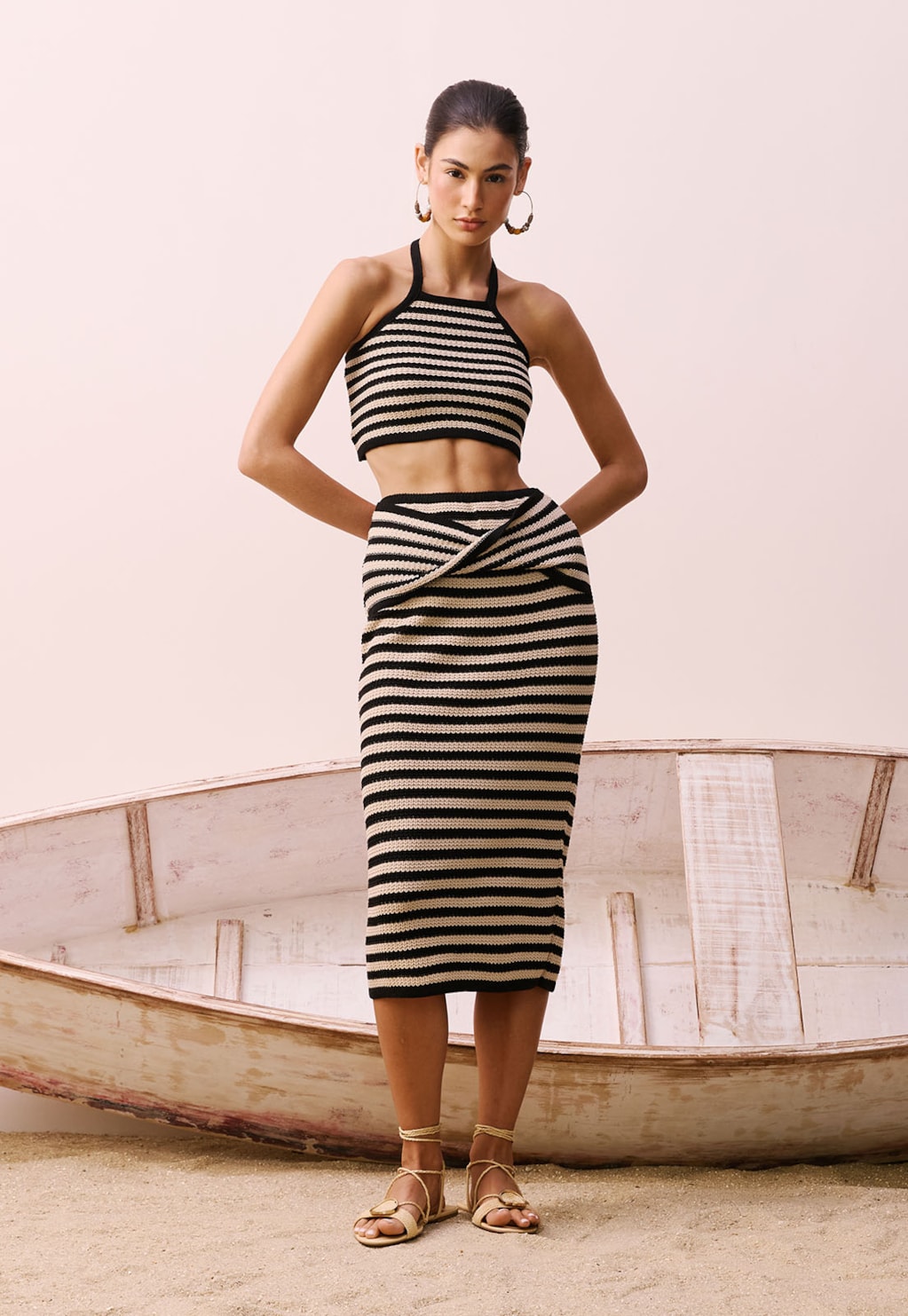 Cropped Frente Única LISTRADO TRICOT