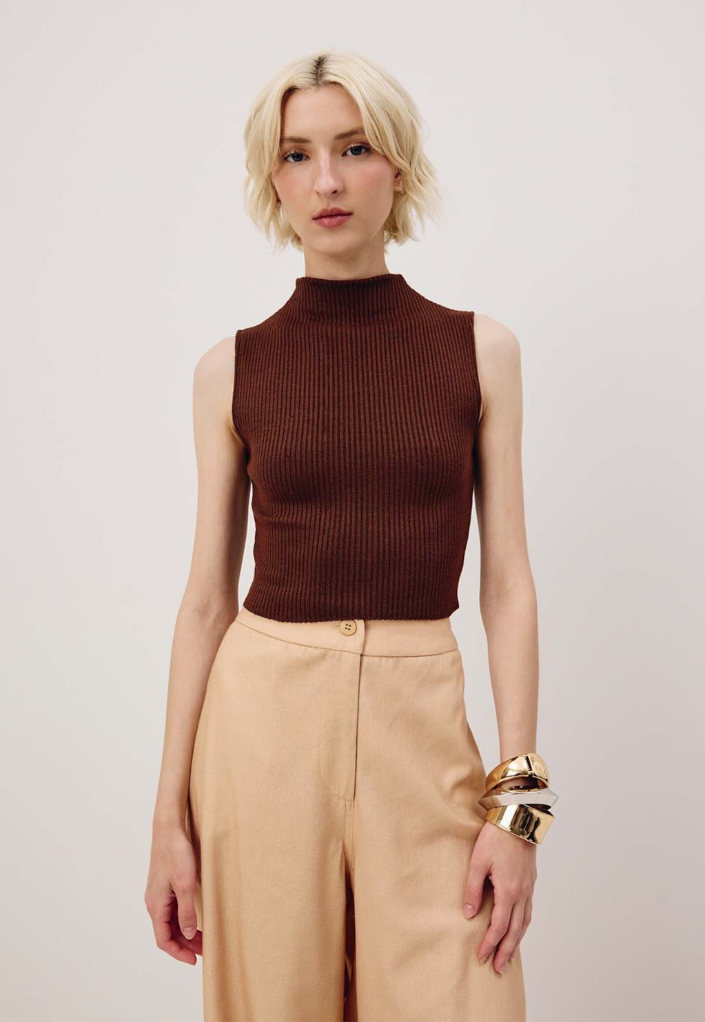 Cropped Gola Alta Tricot