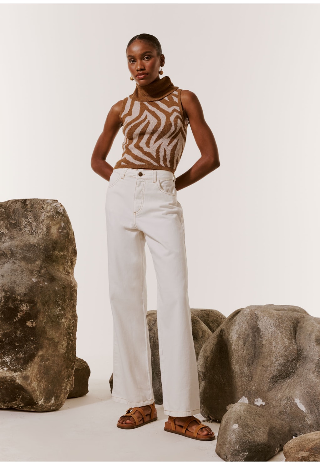 Cropped Jacquard Tricot Zebra 