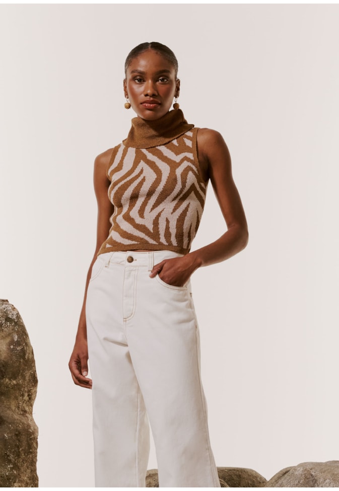 Cropped Jacquard Tricot Zebra 