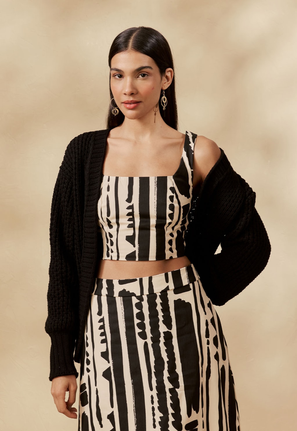 Cropped Lace Up Estampado Linea