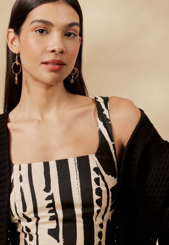 Cropped Lace Up Estampado Linea Vista Traseira