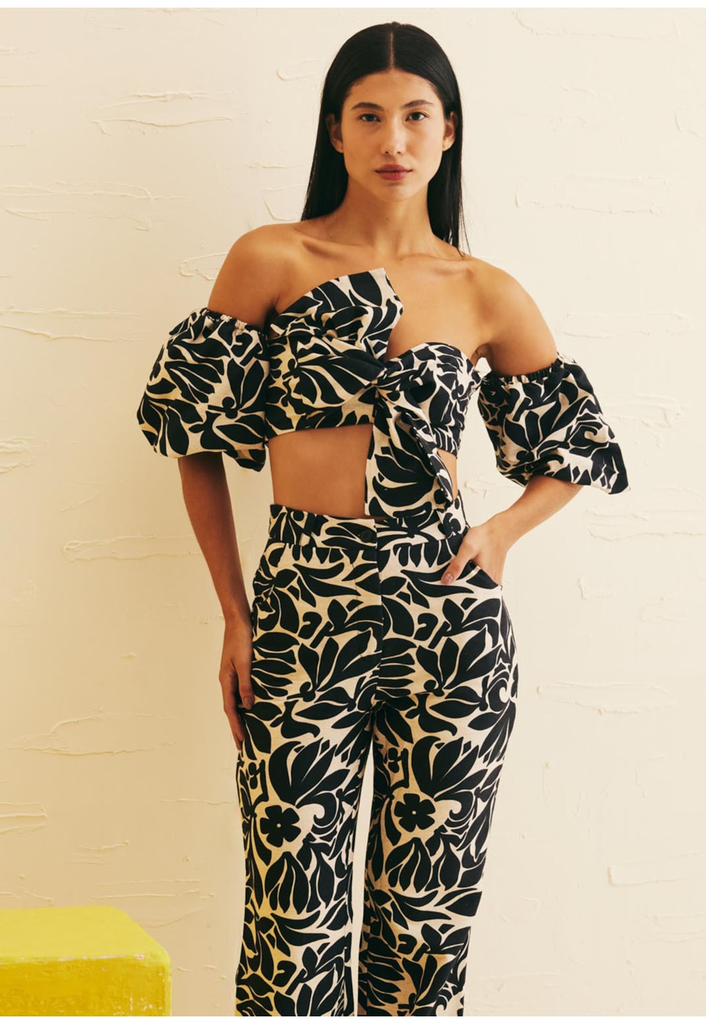 Cropped Laço Frontal Estampado Cayo Coral