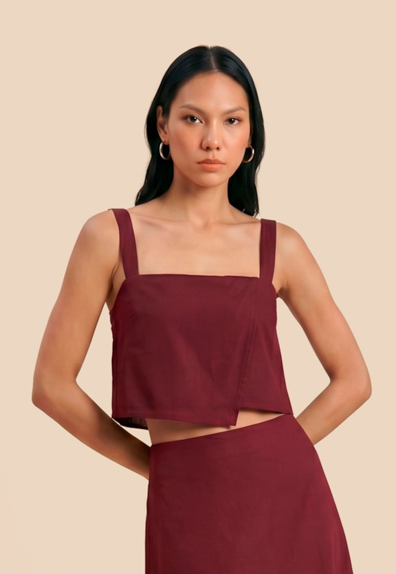Cropped Liso com Ponta Vista Frontal