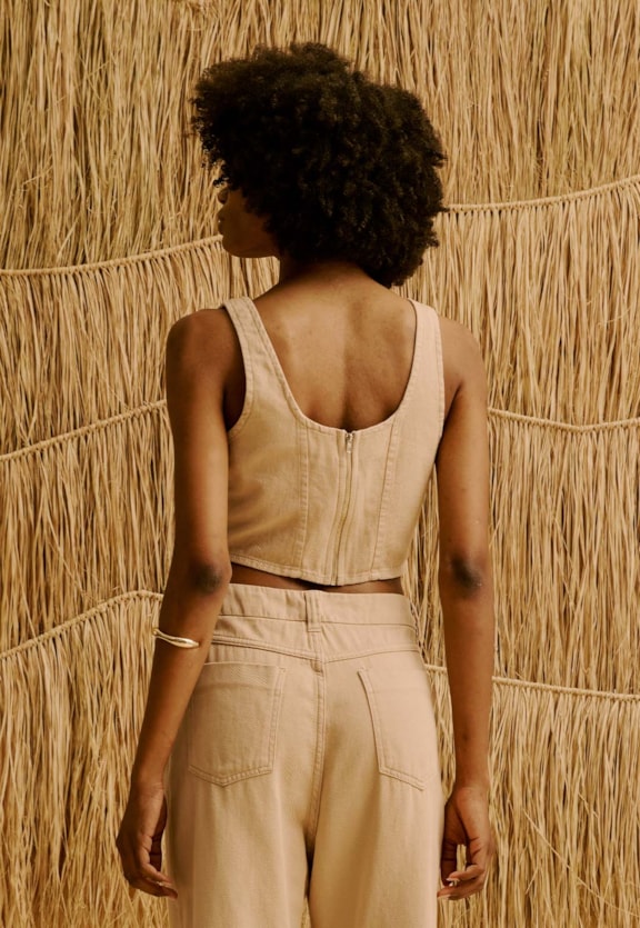 Cropped Liso em Sarja Vista Traseira