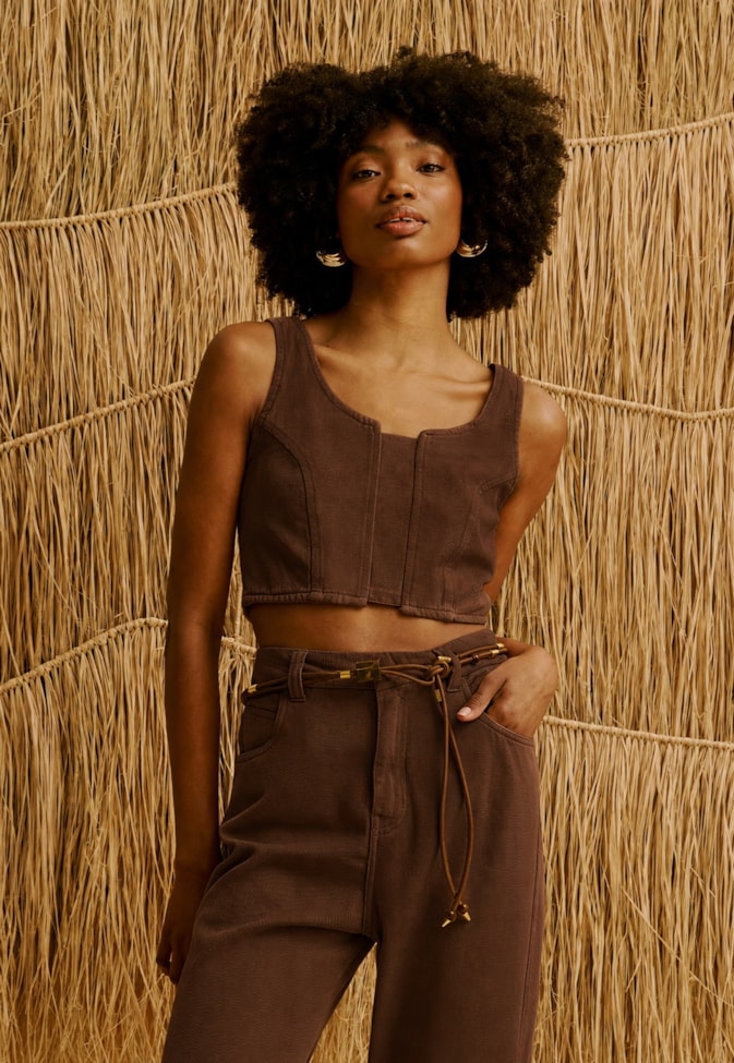 Cropped Liso em Sarja