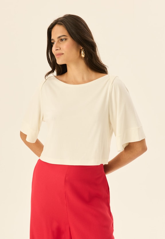 Cropped Manga Ampla Vista Frontal