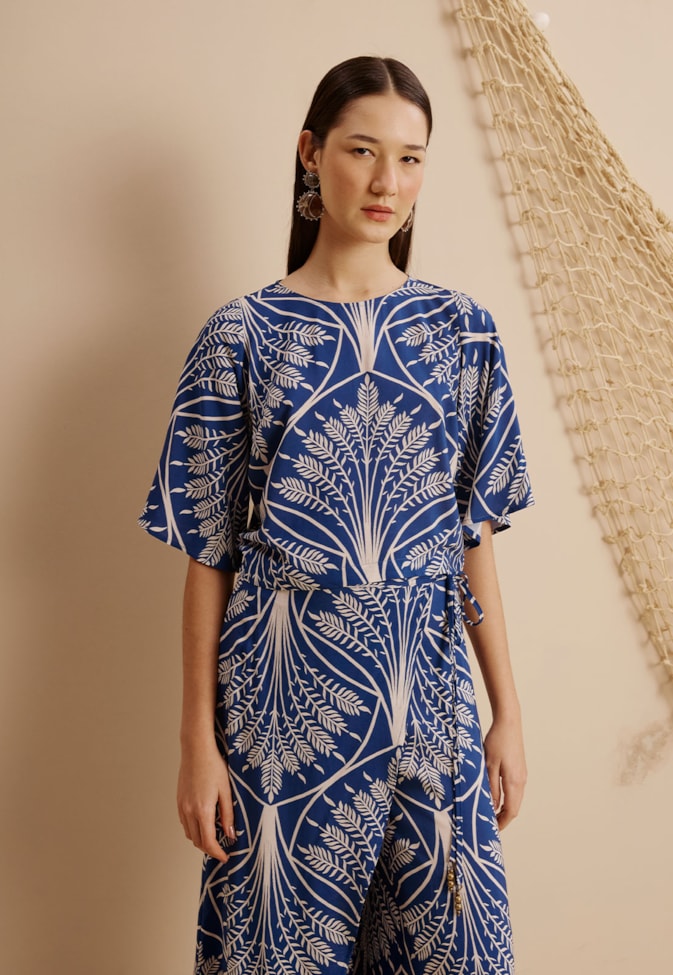 Cropped Manga Ampla Estampado Miriti