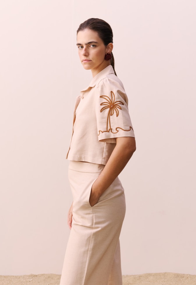 Cropped Manga Bufante Bordado