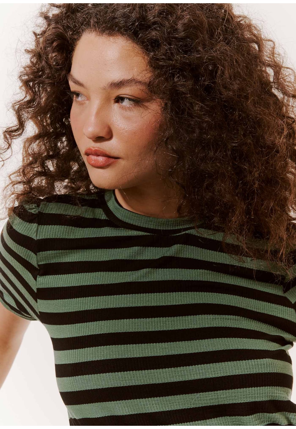 Cropped Manga Curta Listrado