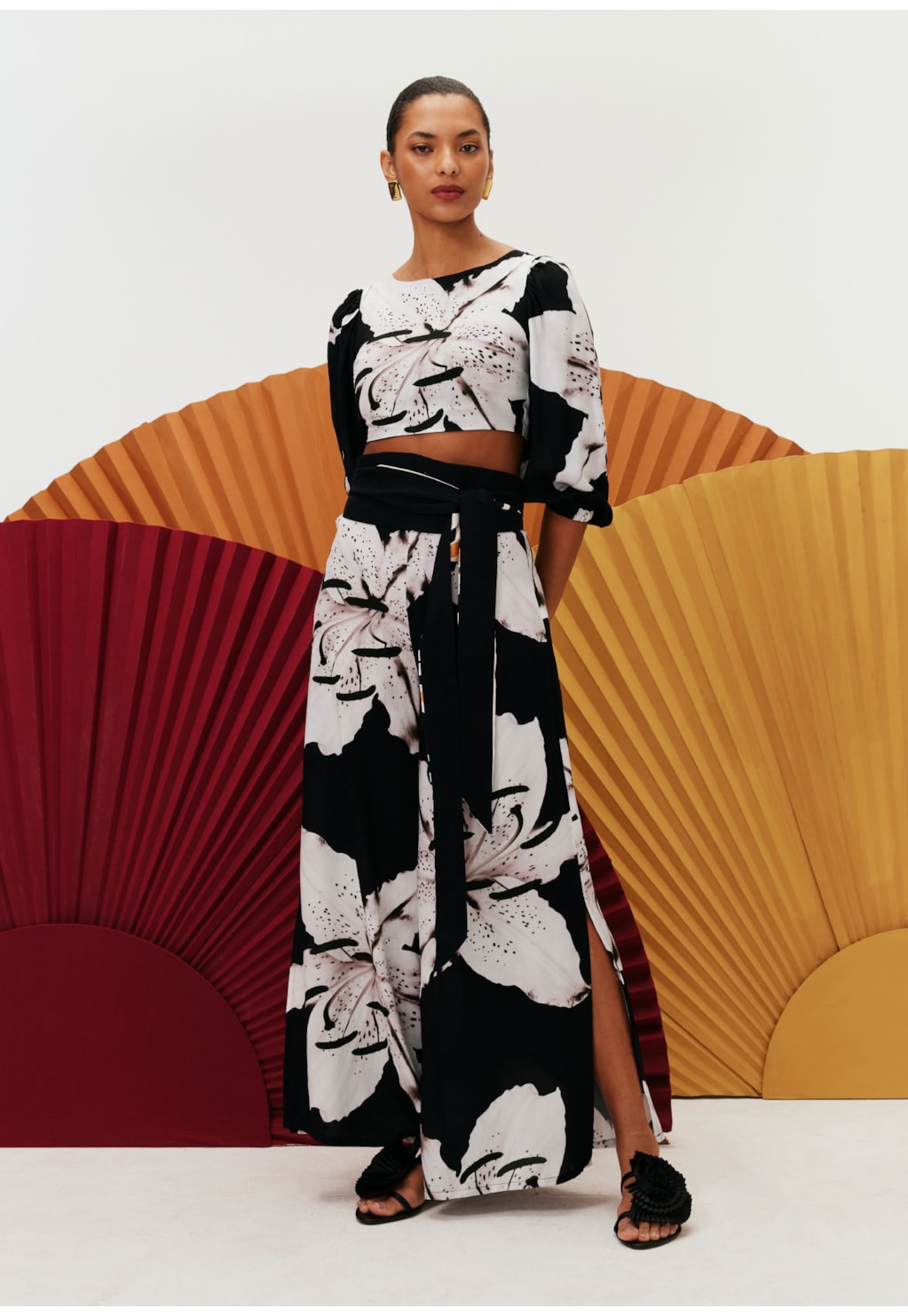 Cropped Mangas Bufantes Estampado Tango