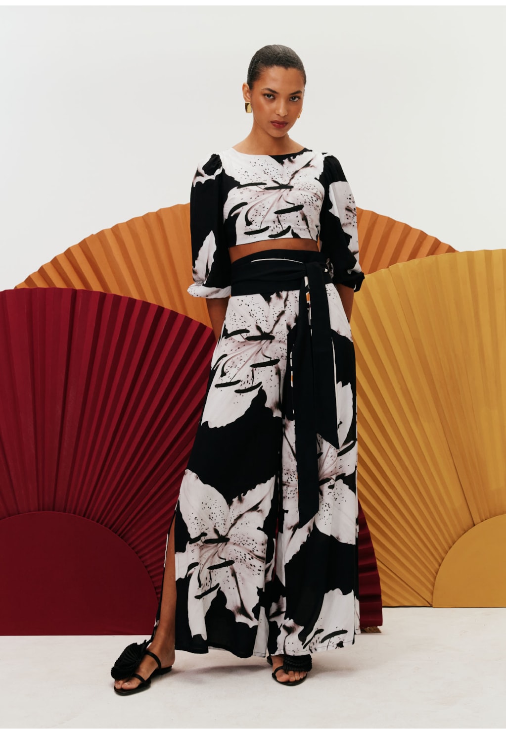 Cropped Mangas Bufantes Estampado Tango