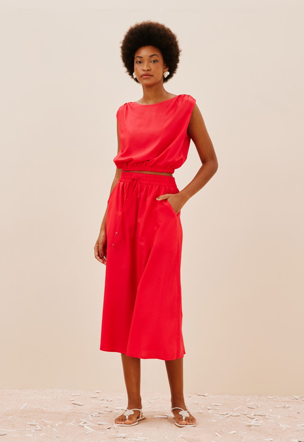 Cropped Muscle Tee Ombro Franzido