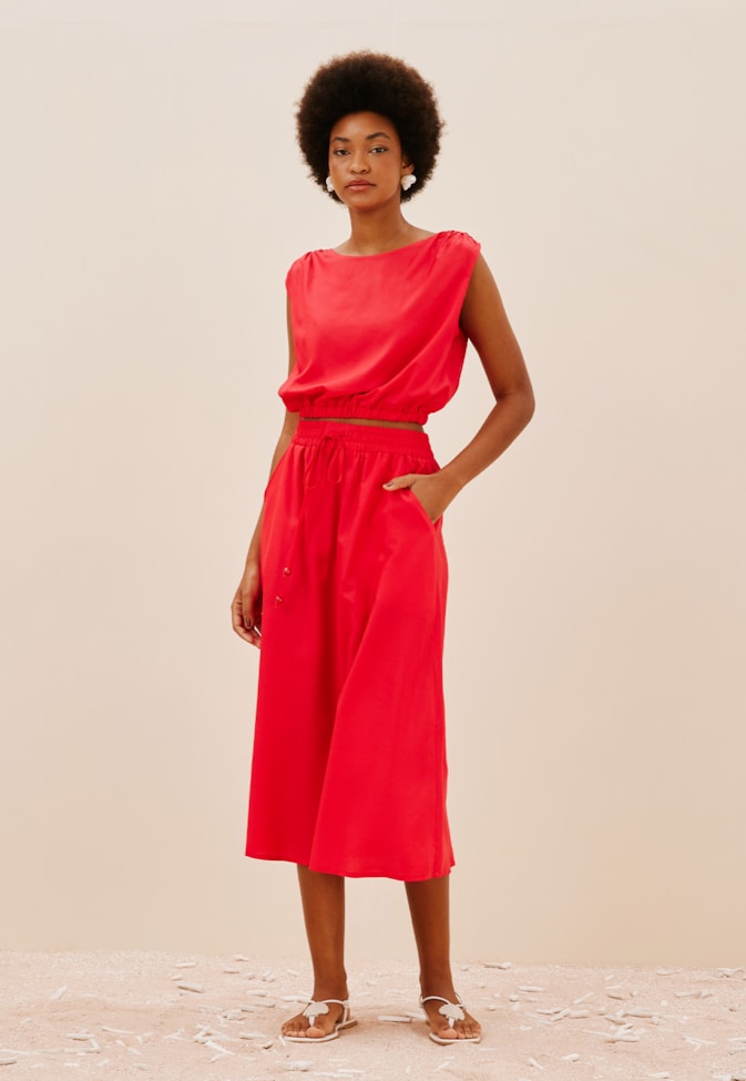 Cropped Muscle Tee Ombro Franzido