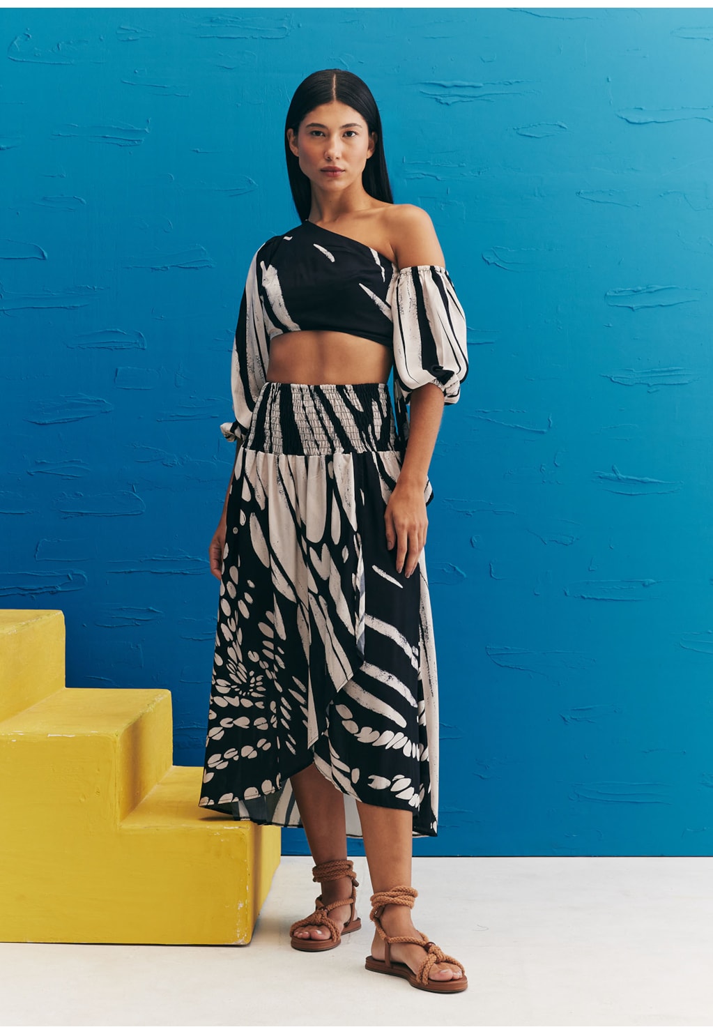 Cropped Nó Lateral Estampada Colombiana