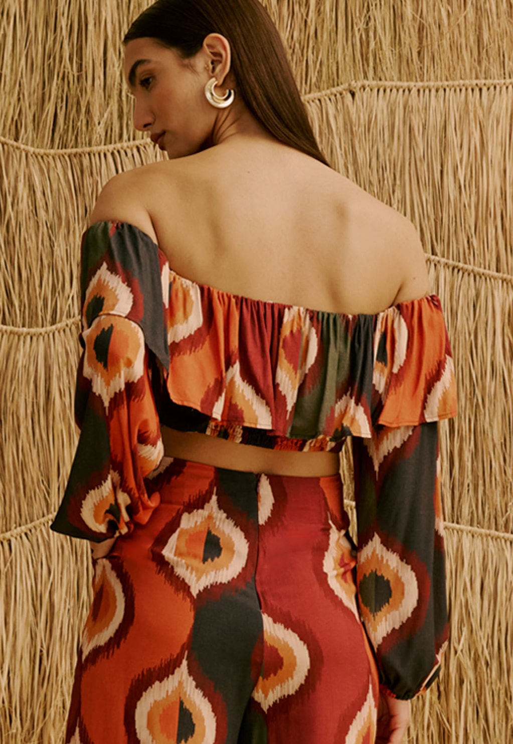 Cropped Ombro A Ombro Estampada Taquile