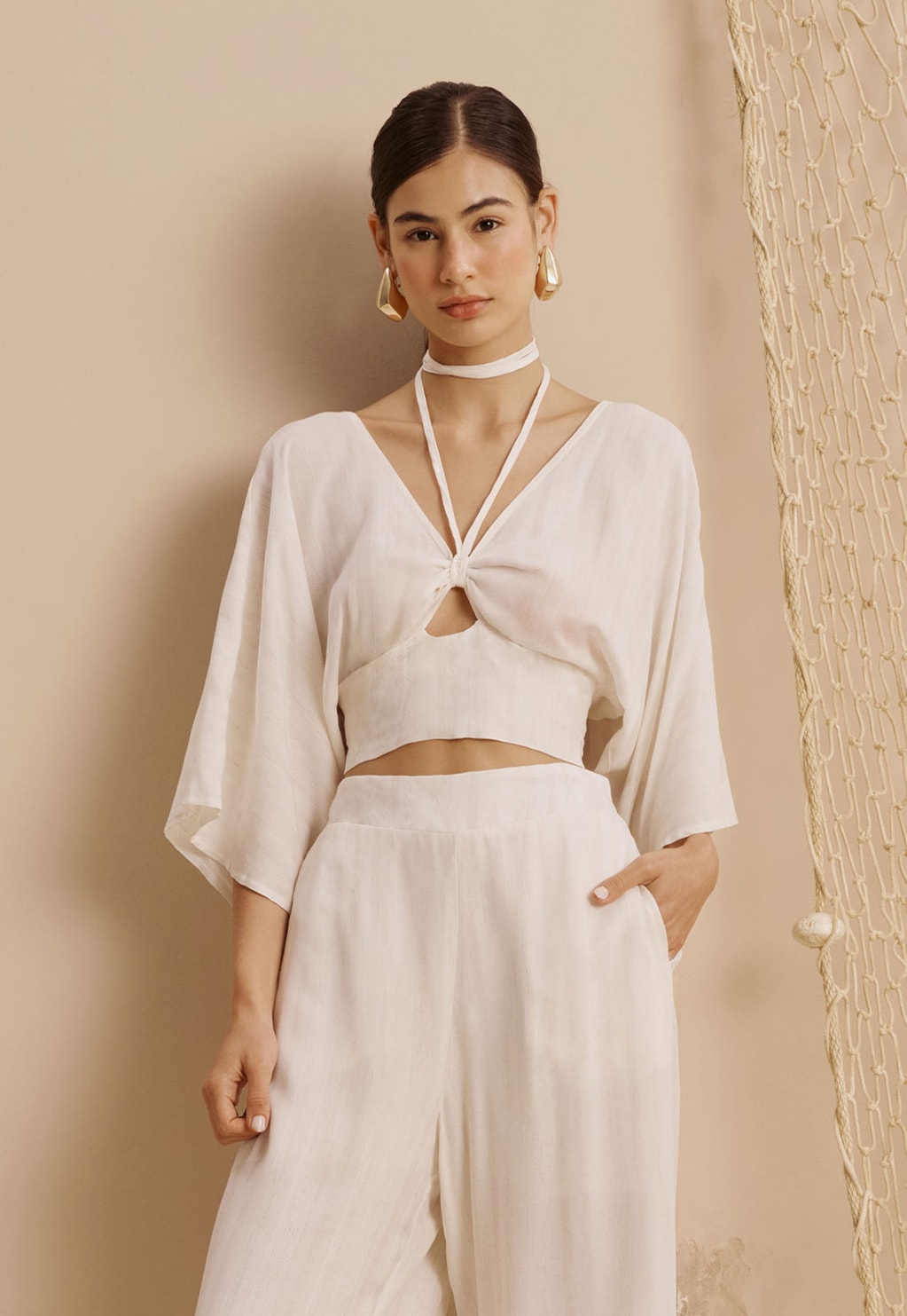 Cropped Pala Com Manga Ampla