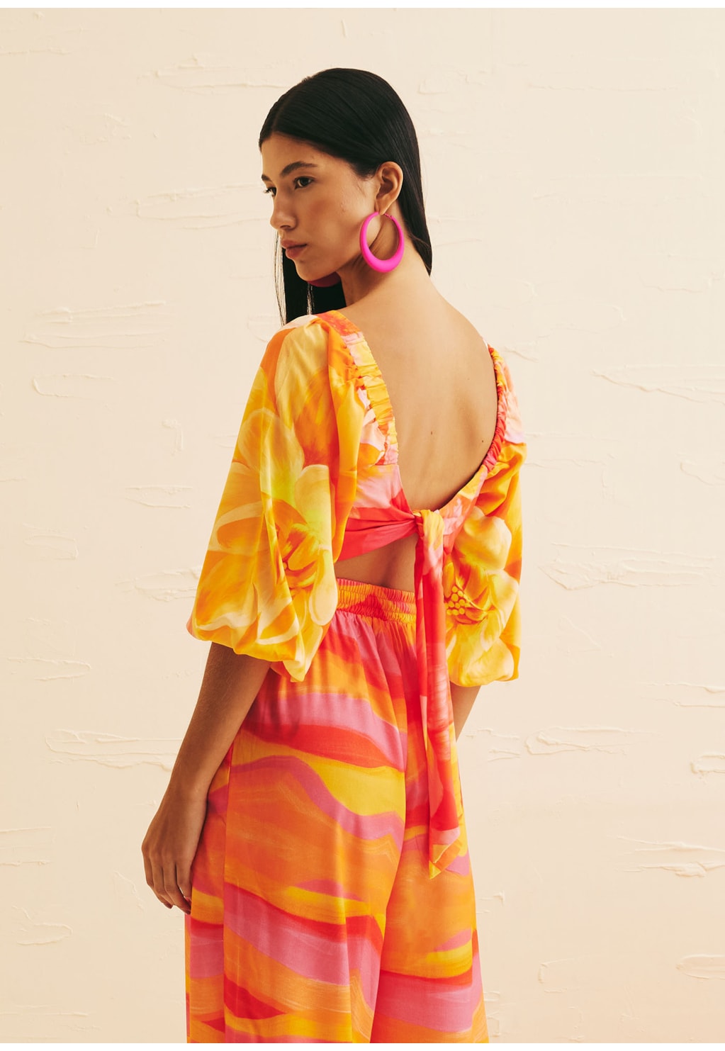 Cropped Pregas Manga Estampado Dalia