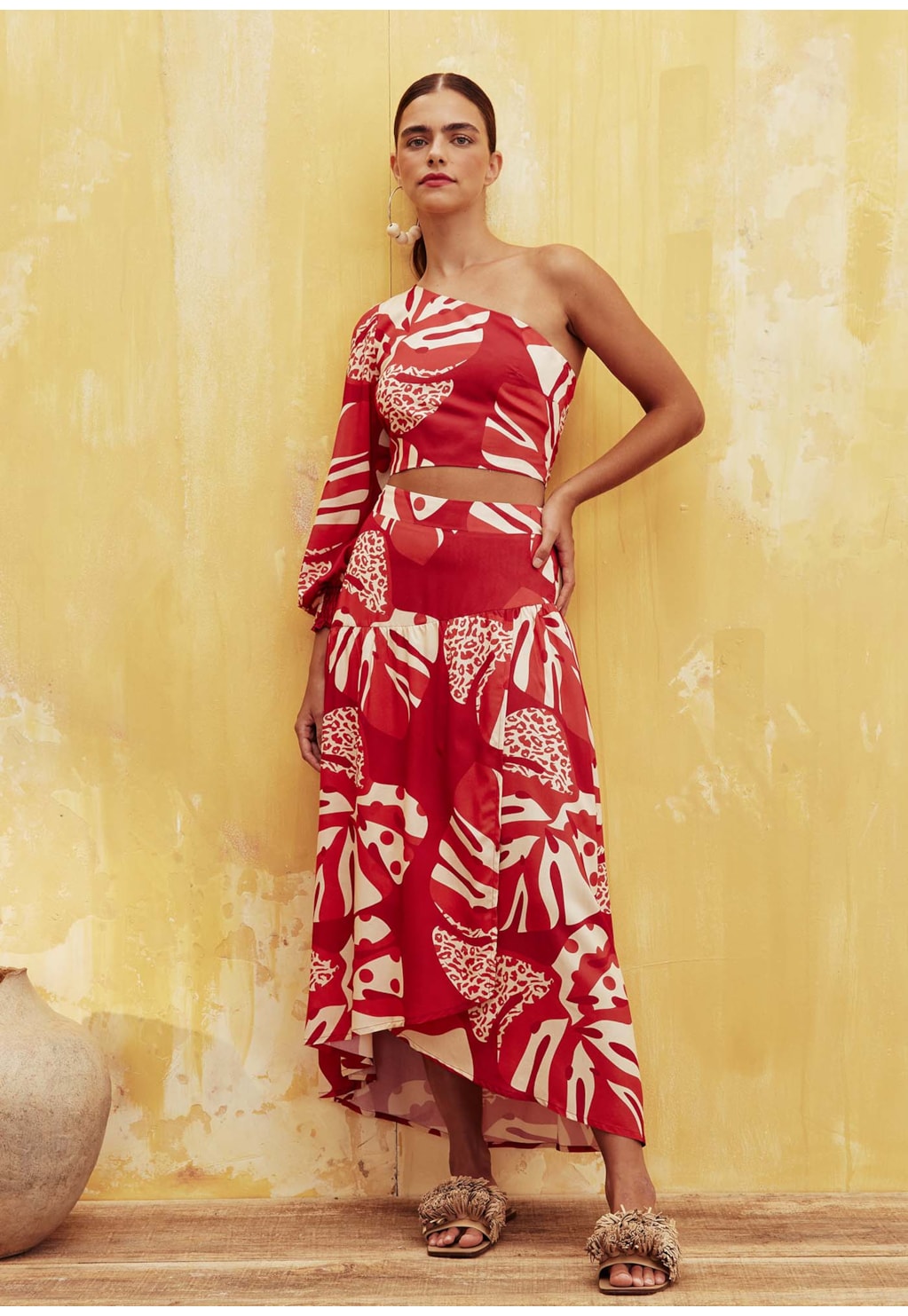 Cropped Punho Lastex Estampado Curaçao