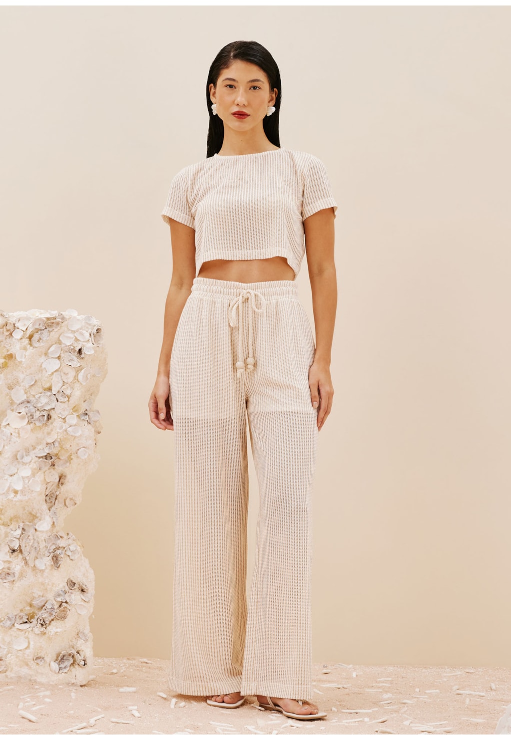 Cropped Quadradinha Lurex Manga Curta