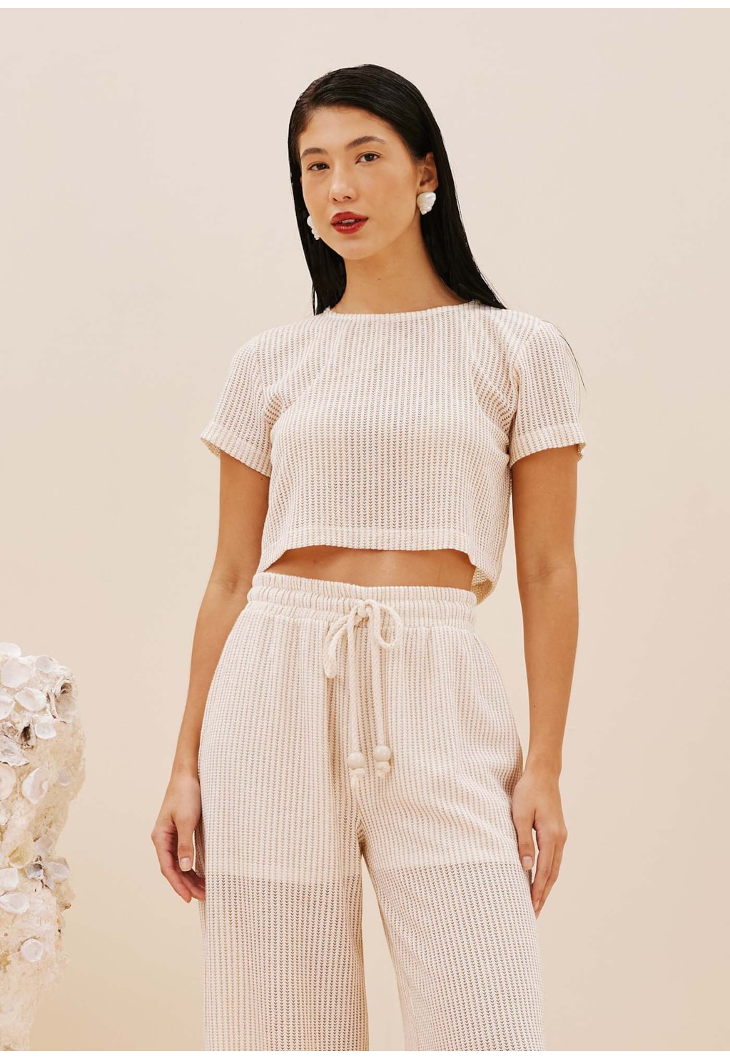 Cropped Quadradinha Lurex Manga Curta