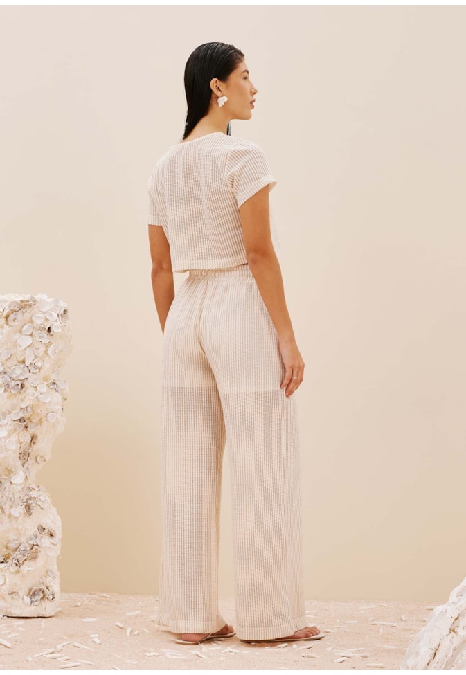 Cropped Quadradinha Lurex Manga Curta