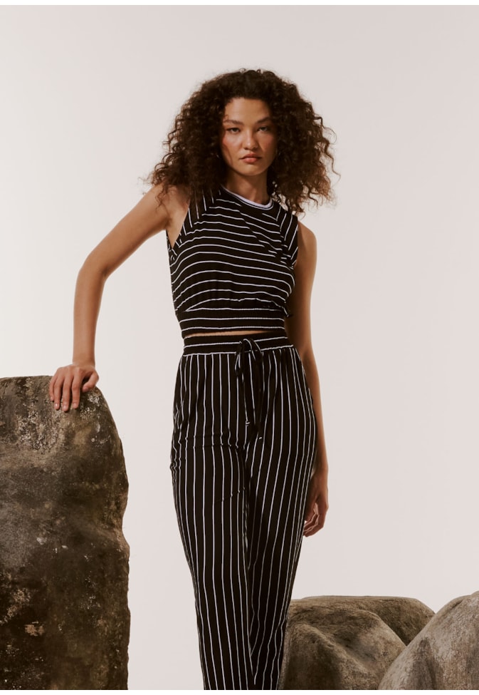 Cropped Regata Elástico Listrado