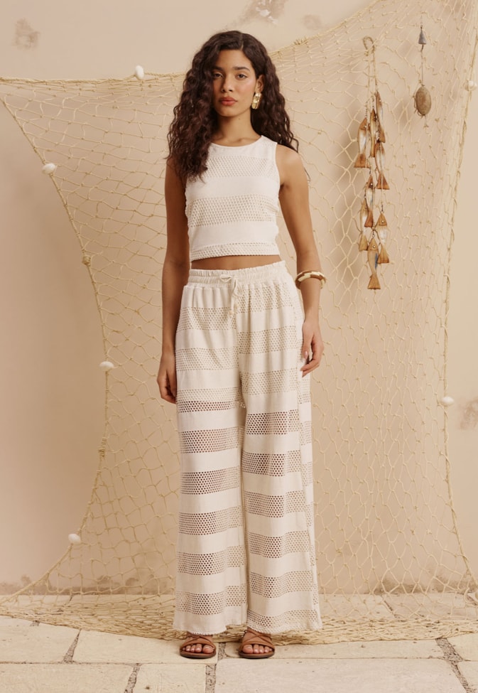 Cropped Regatinha Malha Rendada