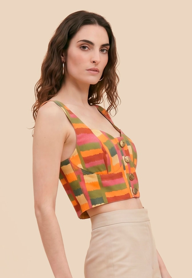 Cropped Sarja Estampado Ciranda