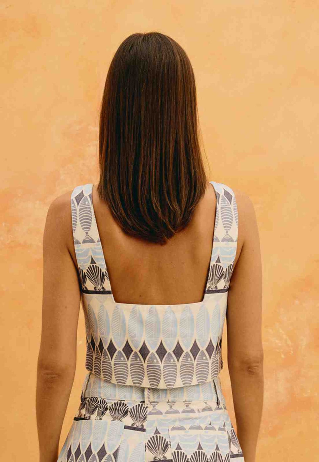 Cropped Sarja Estampado Del Mar