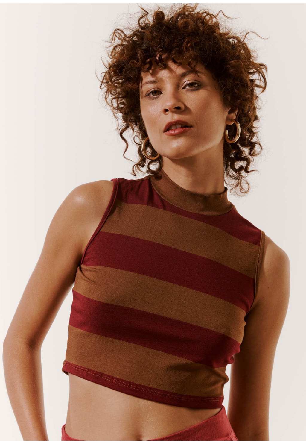 Cropped sem Manga com Golinha Listrado