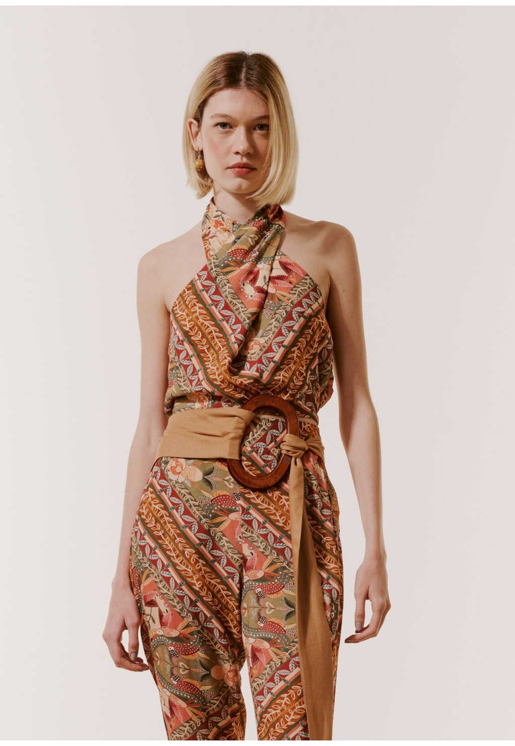 Cropped Translaçado Estampado Lenço Ipê