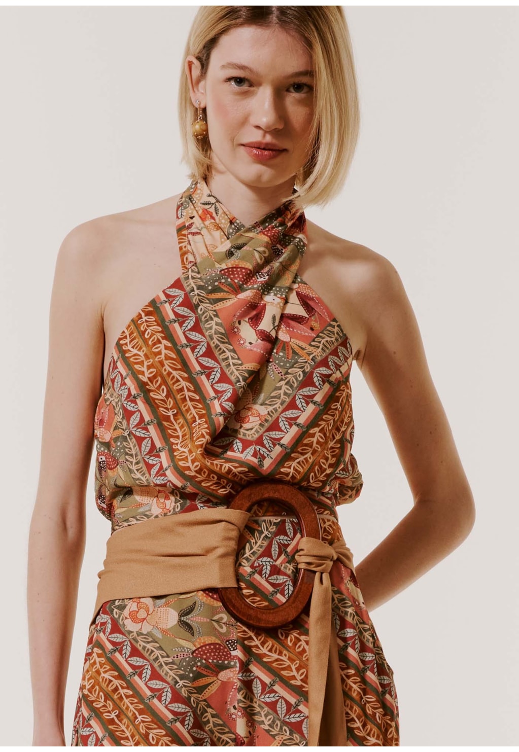 Cropped Translaçado Estampado Lenço Ipê