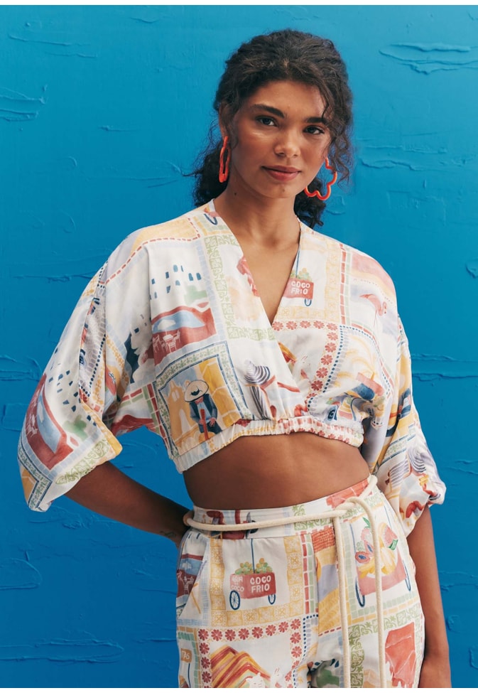 Cropped Transpassado Estampado Buena Vista