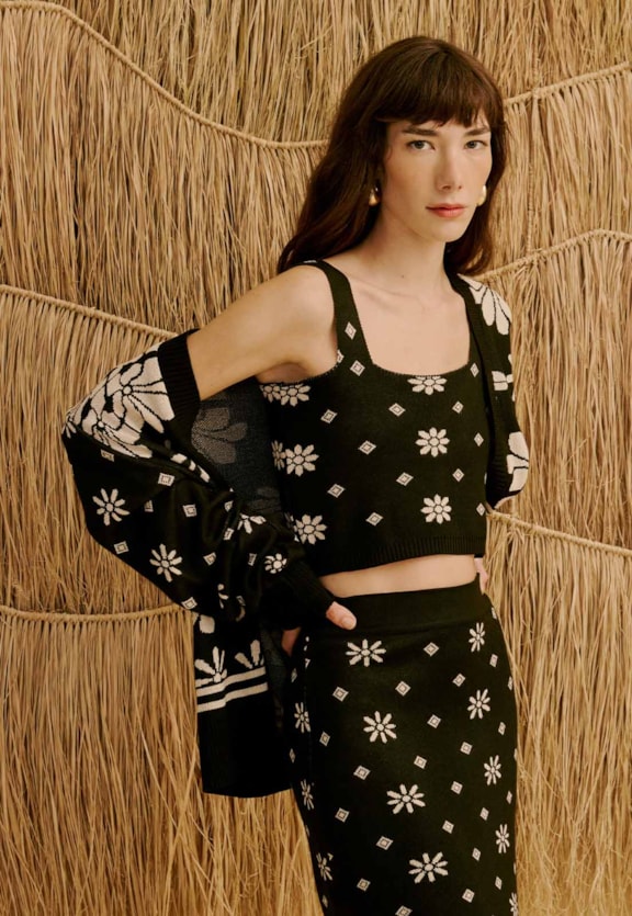 Cropped Tricot Jacquard Pallay Vista Frontal