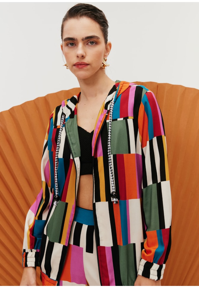 Jaqueta Capuz Estampada Frevo