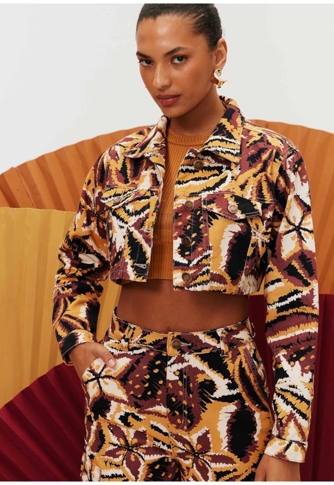 Jaqueta Cropped Sarja Lambada