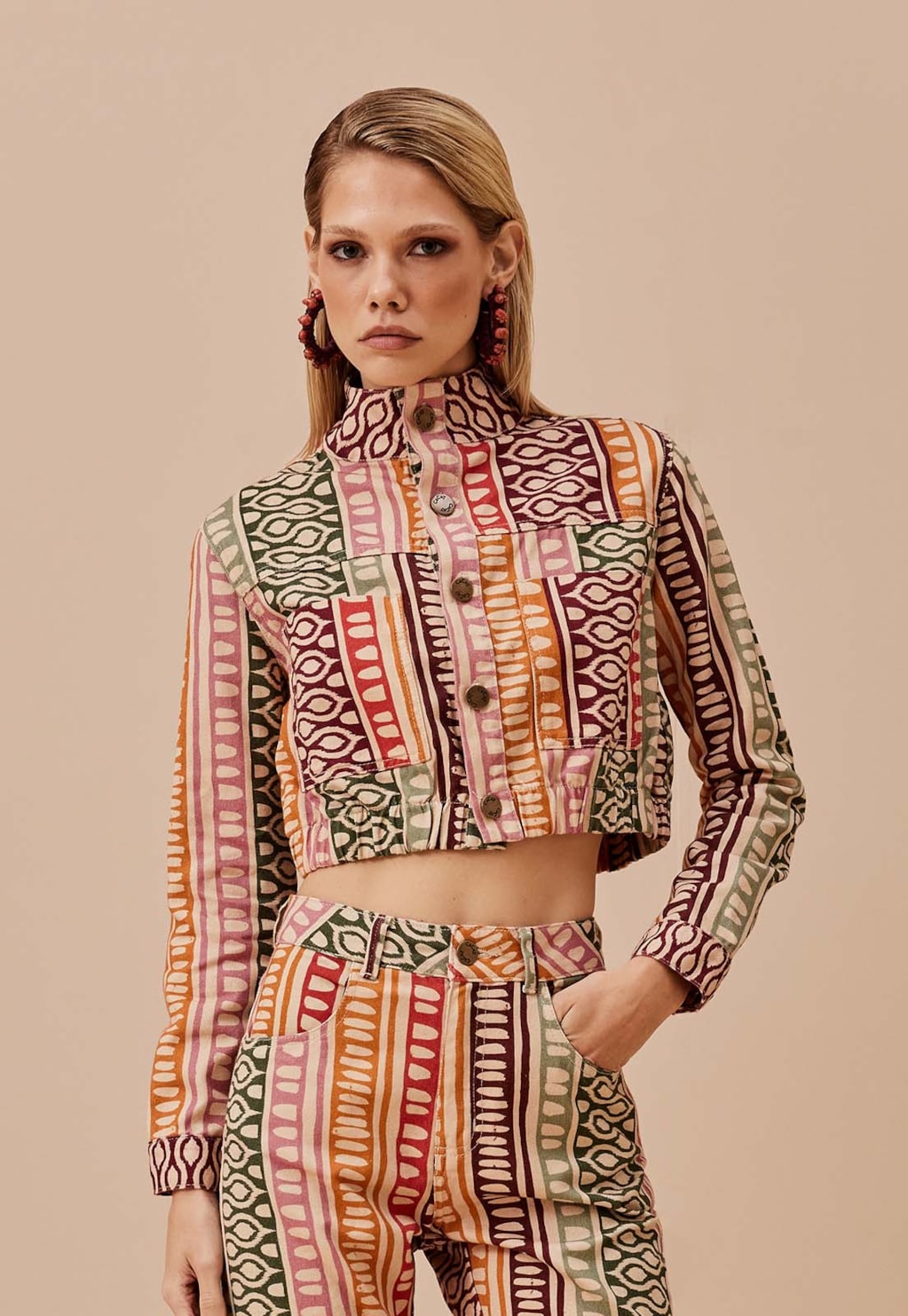 Jaqueta Elástico Sarja Estampada Huaso