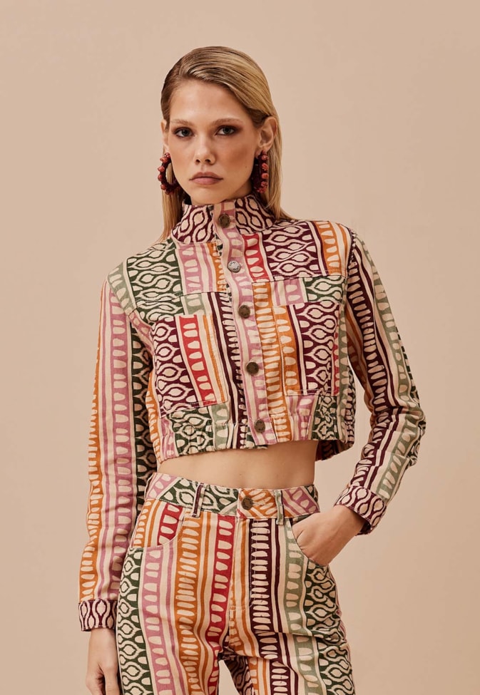 Jaqueta Elástico Sarja Estampada Huaso