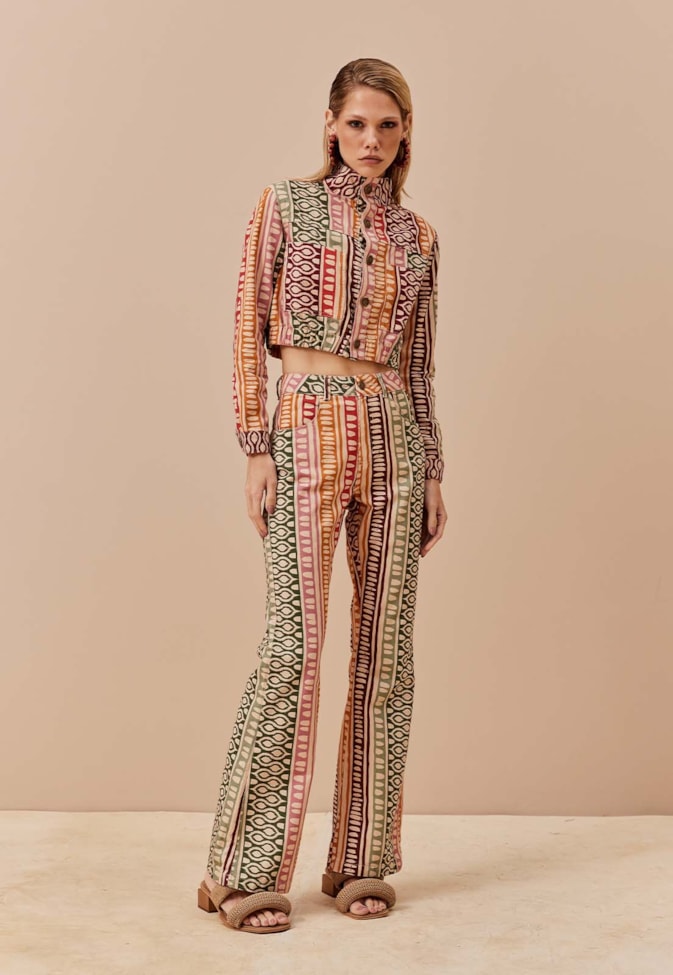 Jaqueta Elástico Sarja Estampada Huaso