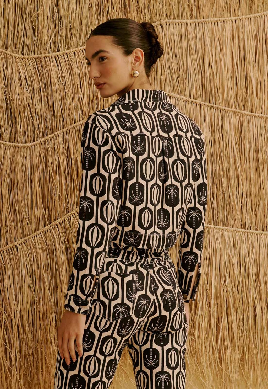 Jaqueta em Sarja Estampada Cacau Palmer