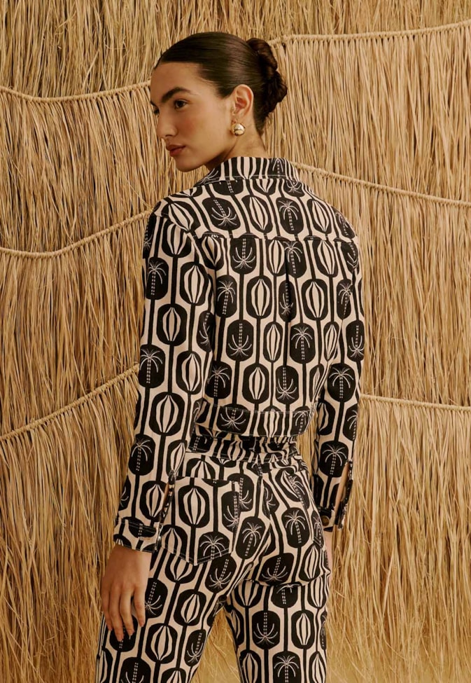 Jaqueta em Sarja Estampada Cacau Palmer