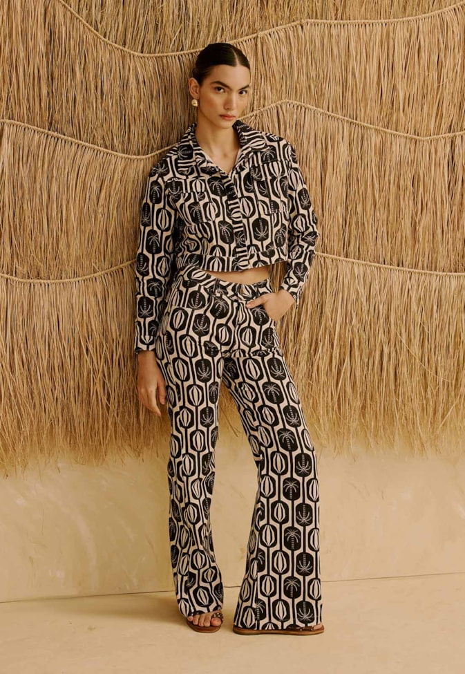 Jaqueta em Sarja Estampada Cacau Palmer