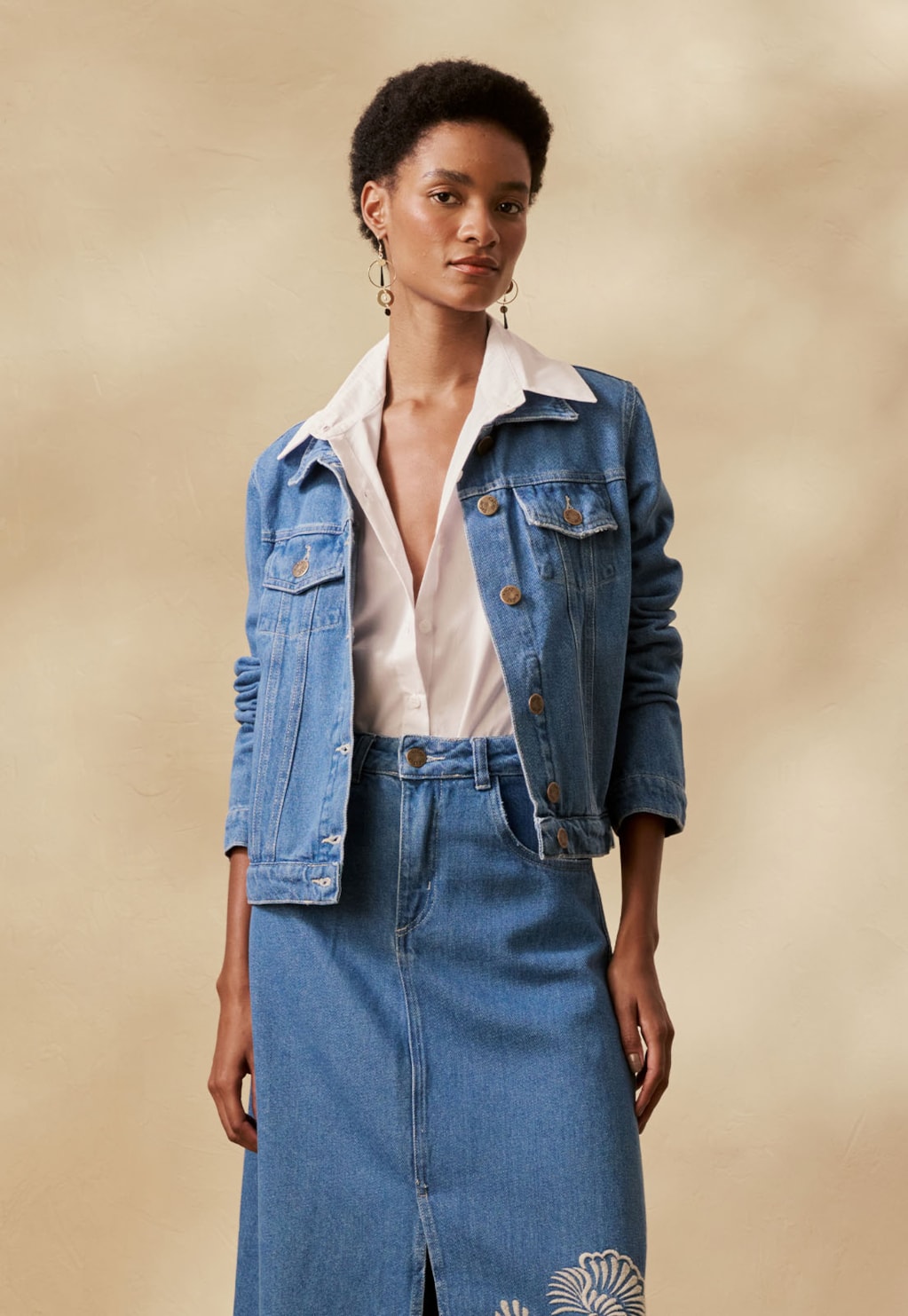 Jaqueta Jeans Bordada