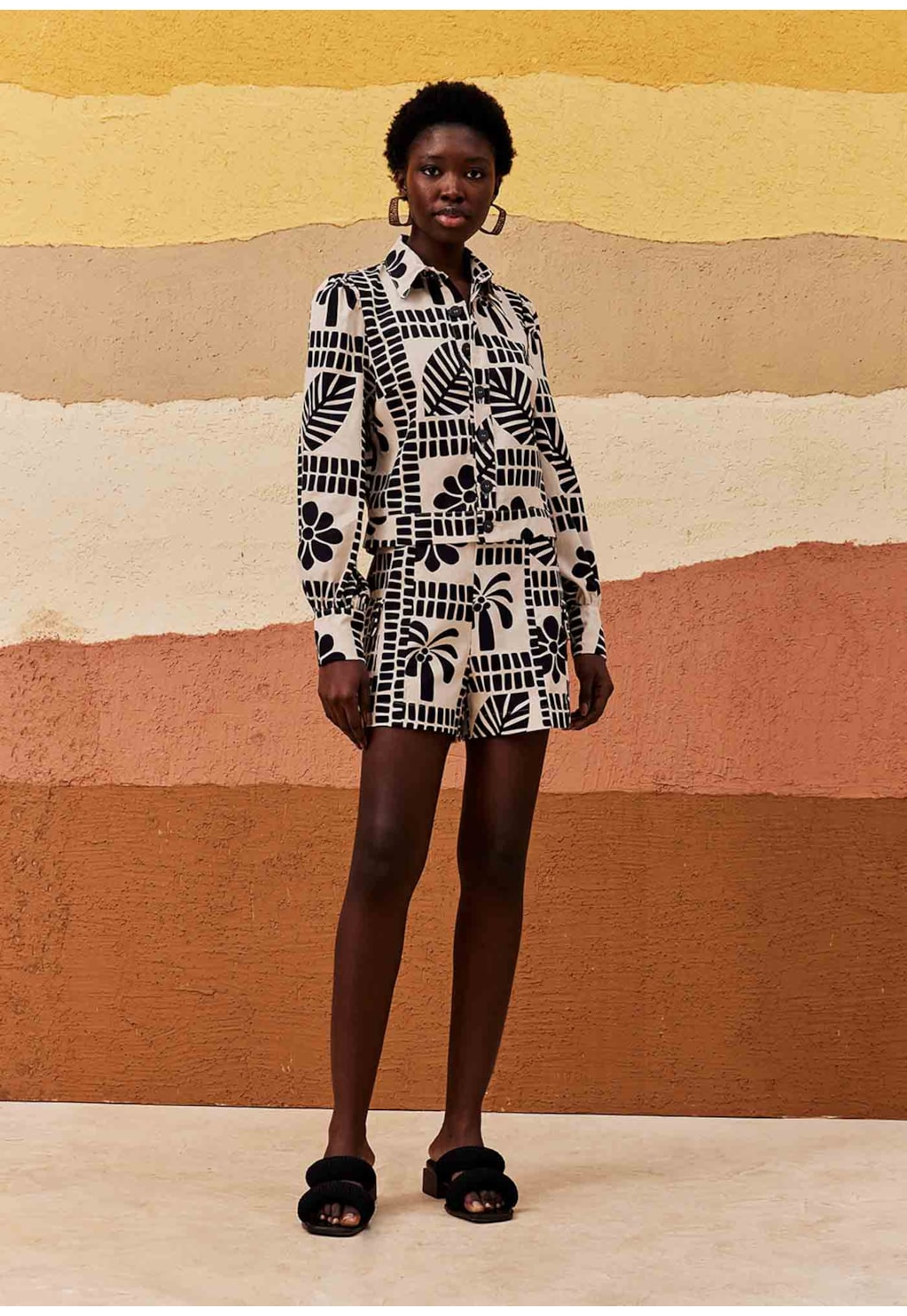 Jaqueta Manga Franzida Estampada Pucará