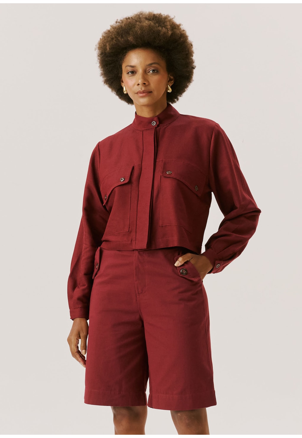 Jaqueta Maxi Bolso Liso